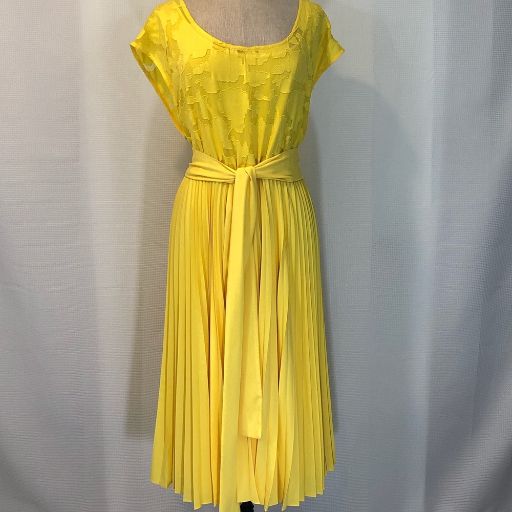 LANE BRYANT PRIMROSE YELLOW PLATED SKIRT DRESS